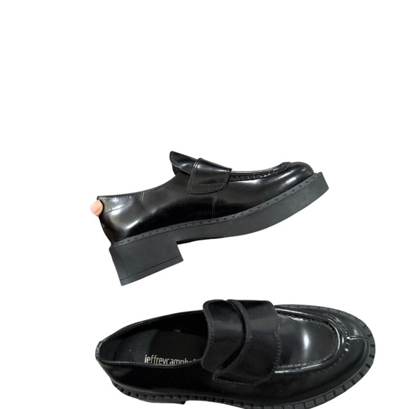 JEFFREY CAMPBELL Librarian Black Leather Mary Jane Loafers Mules - Picture 6 of 12